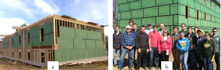 Figure 3: Visiting of Timber Frame Construction site in Rolla, Missouri by ArchE 2103 Students in Spring 2014 term (Yildirim, 2014a) 