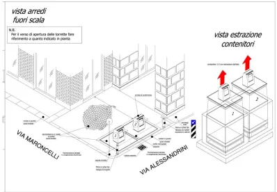 Fig. 3 – Project of a Mini Underground Island in via Alessandrini, Historical Centre of Bologna for  Reference to its Drawing: 