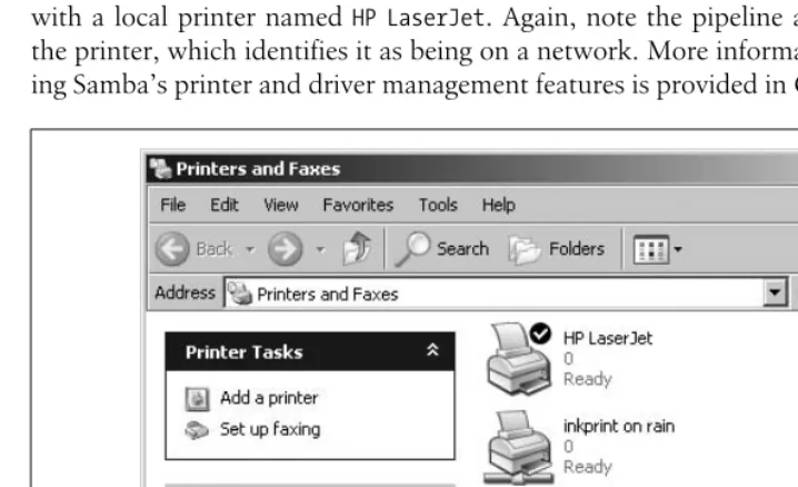 Figure 1-5. A client connection to the printer Q1 on the server RAIN