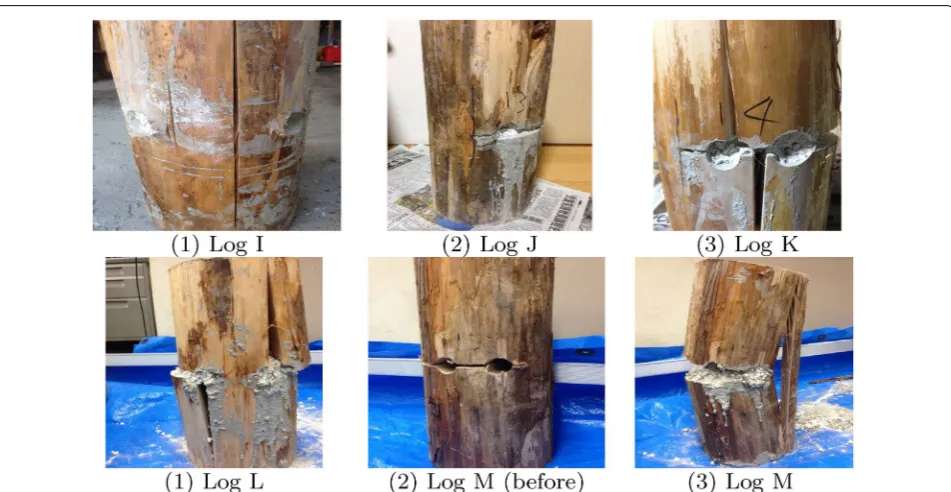 Fig. 14 Result of Experiment 5. Proposed drilling method B could also divide the log without any crack in the product part