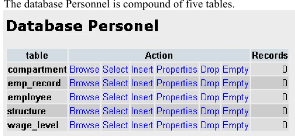 Figure 3 – Personnel database structure in detail 