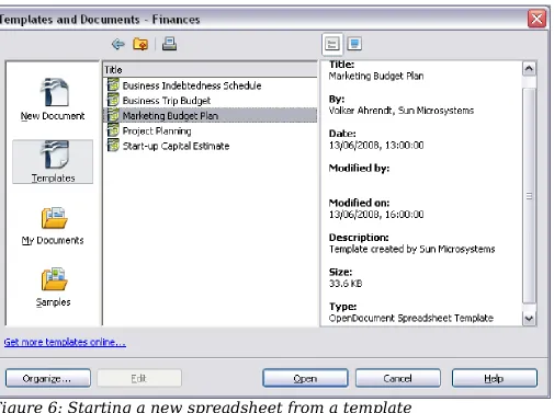 Figure 6: Starting a new spreadsheet from a template