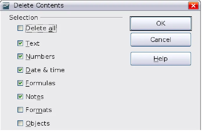 Figure 33: Delete Contents dialog