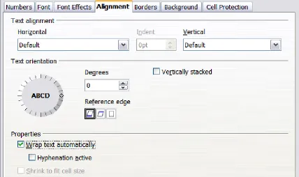 Figure 34: Format Cells > Alignment dialog