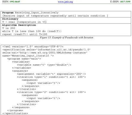 Figure 14: Intermediate Model in XML with Iteration  