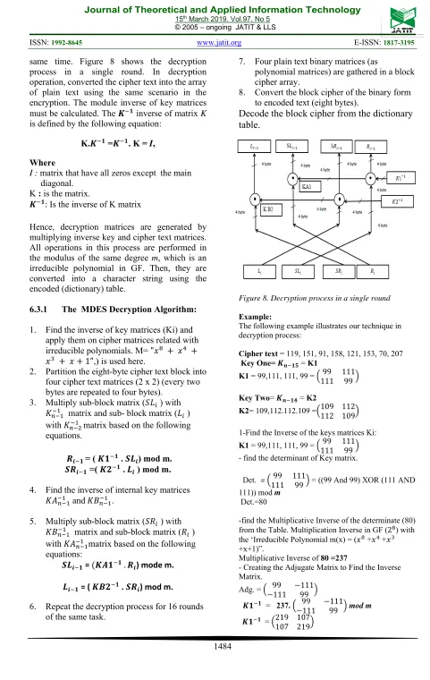 Figure 8. Decryption process in a single round  