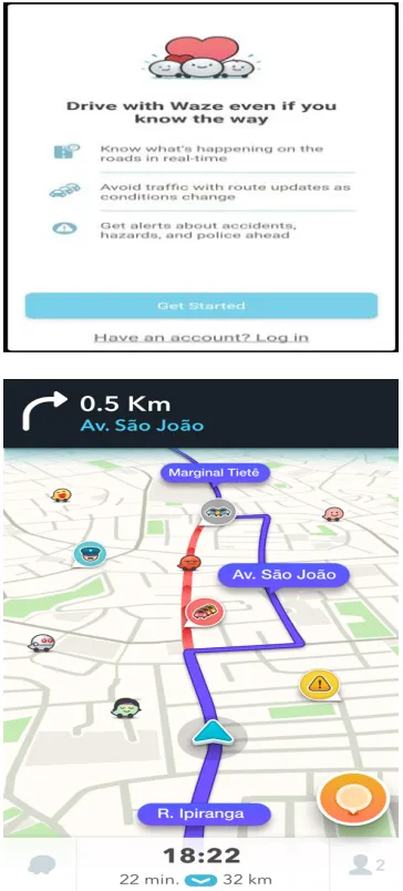 Figure 1. Waze Navigation Mobile Application. 