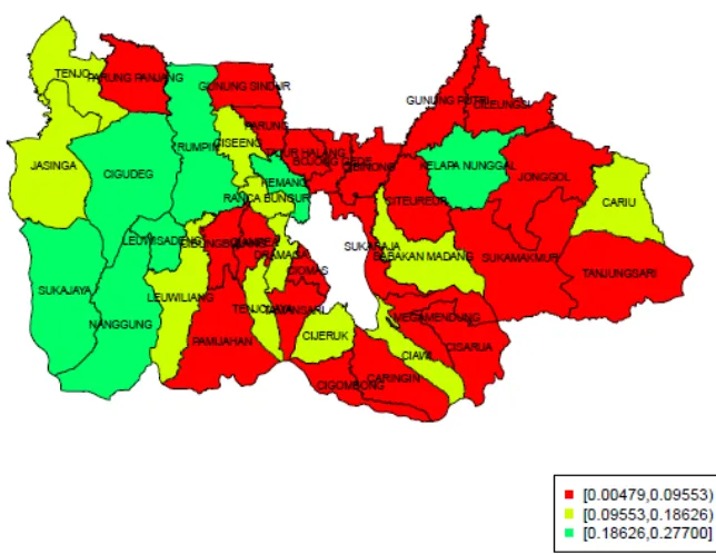 Figure 3: The Distribution of The Poverty Incidence in The Bogor Regency  