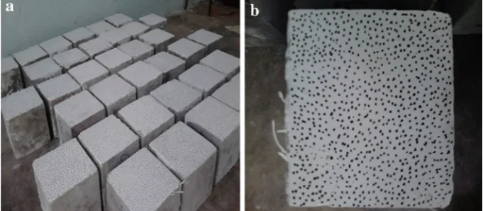 Fig. 8a Pre-processed test specimens. b Typical Speckle pattern for DIC strain measurement.