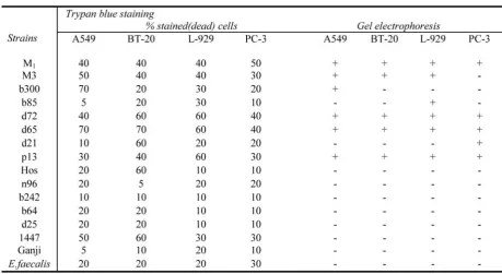 Table 2. Comparison of the results of cytotoxicity of all 15 strains of       S. pyogenes + standard strain of S