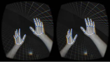 Figure 3. Interacting in VR Using LeapMotion[7]  