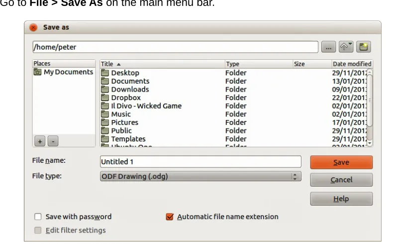 Figure 8: Example of LibreOffice Save As dialog