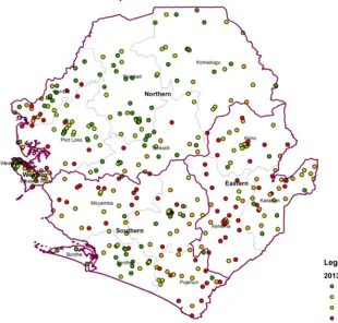 Figure 2: Predicted mean hazard of under-five mortality by PSU in fourquintiles for 2013