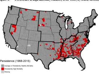 Figure 1: Persistence of high mortality counties, 1968–2015, by census division