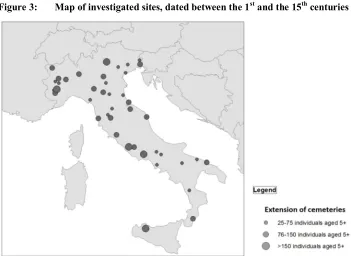 Figure 3: http://www.demographic-research.orgMap of investigated sites, dated between the 1