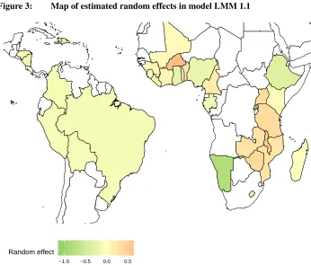 Figure 3:Map of estimated random effects in model LMM 1.1