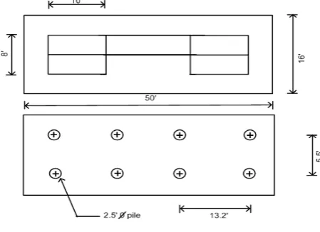 Fig. 6. Layout of Column Section and Pile Cap for Two End Supports 