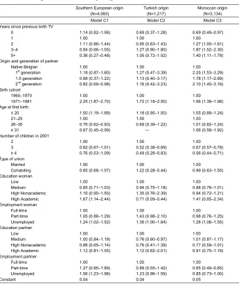 Table A–3 Exponentiated coefficients for predictors of mothers’ transition to a