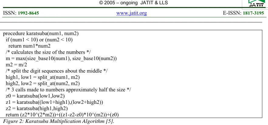 Figure 2: Karatsuba Multiplication Algorithm [5].  