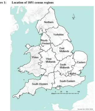 Figure 1: Location of 1851 census regions