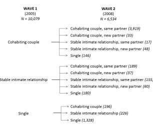 Figure 1: Possible partnership trajectories between 2005 and 2008 