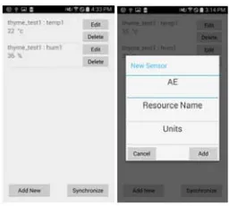Figure 11: Screenshot of application’s sensor menu.