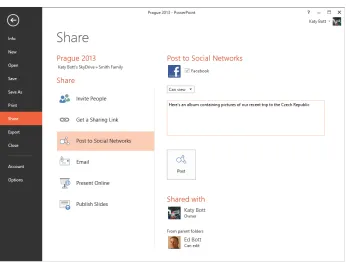 Figure 1-3 Clicking the File heading opens Backstage view, which consolidates common options and previews in a single location using the entire Office window.