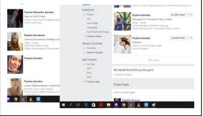Figure 2: Example For Facebook Profiles: (1) Bot  generated content (left side profile) (2) two profiles with 