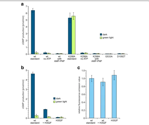 Fig. 5 Mutation analysis ofdifferent constructs were adjusted to the same protein amount based on the fluorescence emission value,Cyclop1-YFP wild-type.the fluorescence emission value
