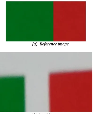 Figure 2(b) is an input image which has 3 colors  (green, red, and gray background) and is blurred a little in borders