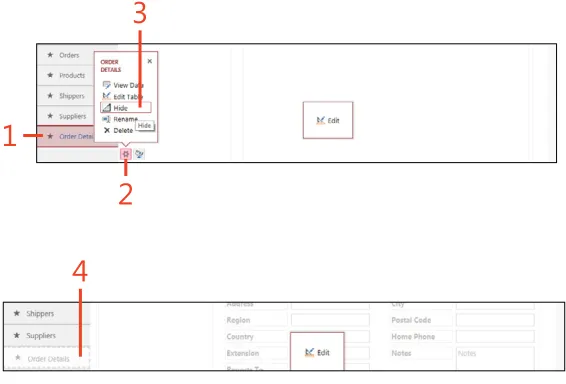 table name caption will be hidden when you are viewing results in a 