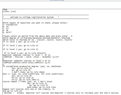 Figure 6: CLIPS User Interface For The Proposed Rule-Based System 