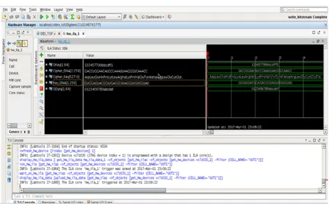 Fig 8: Software Simulation Of DES_DNA Encryption Output Using Xilinx ISE. 