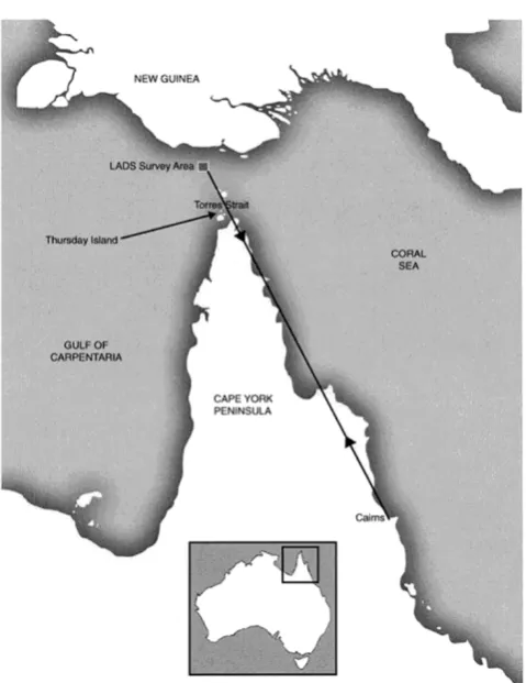 Fig. 2. Location of the Torres Strait experiment off Queensland, Australia.