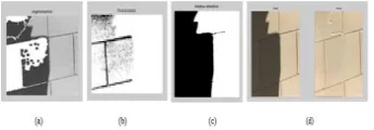 Figure 4: Experimental result of K-Means clustering of Image2 (a) Object in cluster 1 (b) Object in cluster 2 (c) Object in cluster 3 (d) Original and Shadow removed image 