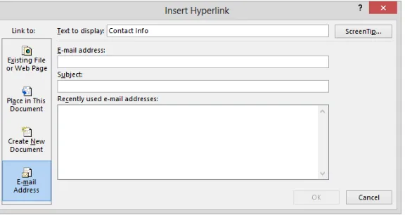 table. Clicking the hyperlinked object then takes you directly to the linked location
