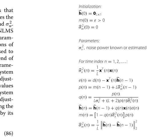 Table 2 JO-NLMS algorithm