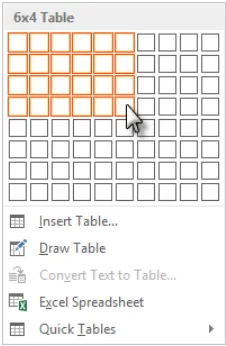 table has the number of rows and columns you indicated in the grid, with all the rows 