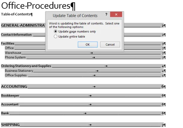 table to select it (do not press the Ctrl key). 