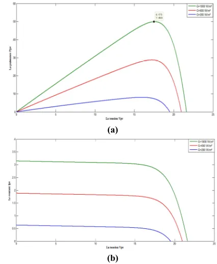 Figure 4: (a) P-V characteristic of a PV array.  
