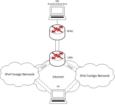 Figure 6 PMIPv6 Dual Stack Topology 