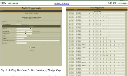 Fig. 8. Adding The Data To The Division of Design Page  