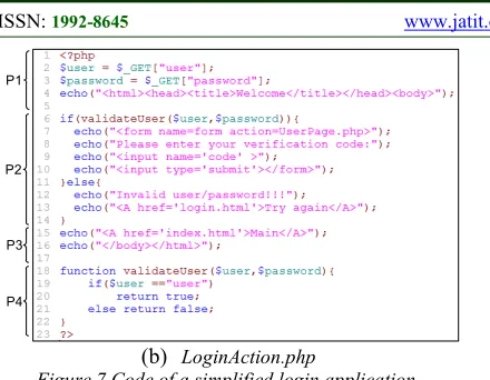 Figure 7 Code of a simplified login application.  