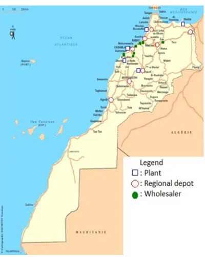 Figure 1: Map Of Morocco And Location Of The Plants And Customers (Source: Routard (November 2015)) 