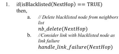 Figure 4: Pseudo code for the proposed solution: how the node behaves when sending or forwarding a packet  