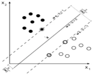 Figure. 8. SVM Feature Space Example That Selects The Support Vectors To Separate The Two Pattern Classes  