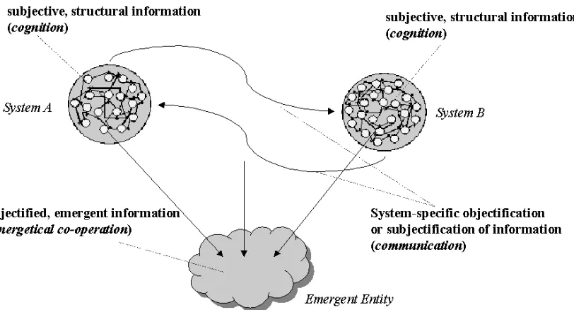 Figure 3: A general model of the three aspects of information-generation (cognition, communication and co-operation) in self- organizing systems 