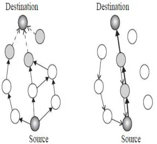 Figure 2: RREQ Broadcast RREP Propagation and Subsequent Route 