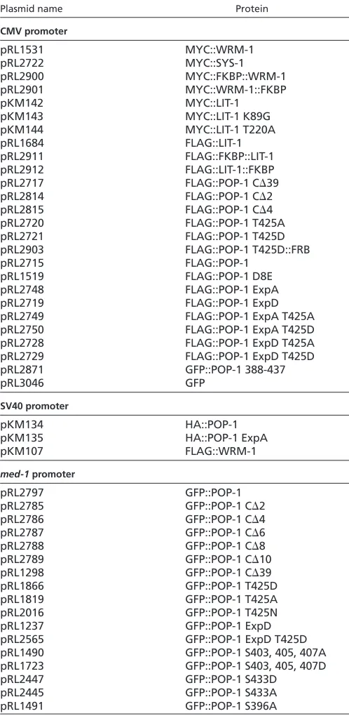 Table 1. Plasmids used in this study