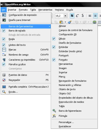 cuadro para configurar la escala para visualizar el documento. También se lo puede hacer desde el menú Ver → Escala.